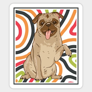 Cute and Colorful Portrait of a Pug Dog // Adorable Pug // Pug Mom Sticker